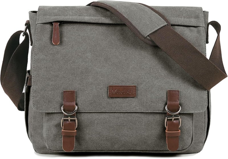 Mactso Canvas Messenger Bag for Men Women,Travel Satchel Shoulder bag 15.6 Inch Laptop Bag briefcase Business - Image 1